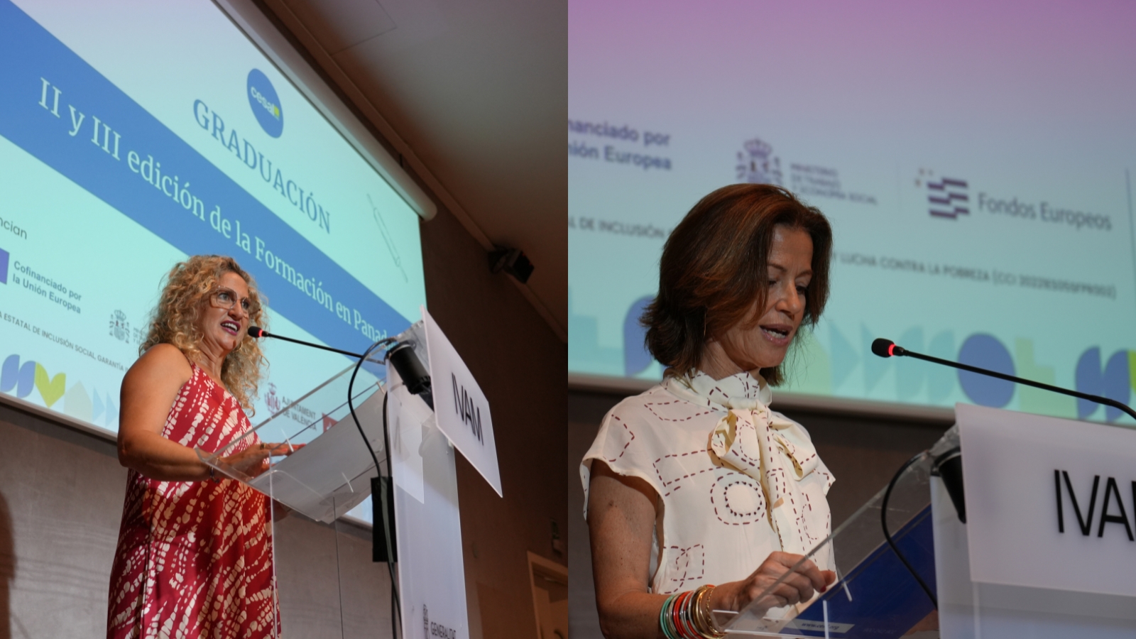 Laura de Juan, secretaria del Gremio de Panaderos y Pasteleros de Valencia, y Mara Carmen Martn, responsable de Empleo de Cesal en la CV