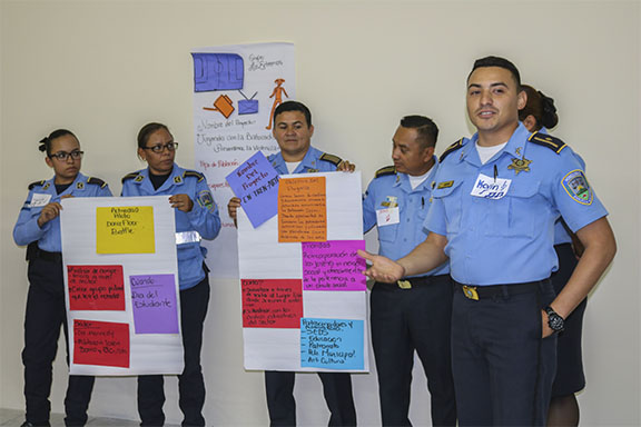 Imagen efectivos de la Polica Nacional de Honduras, participando del Foro - Taller.
