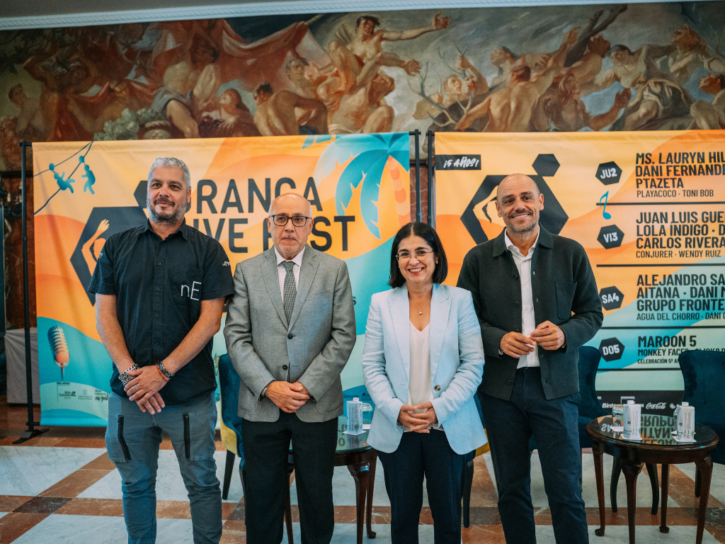 De izquierda a derecha, Leo Mansito, Antonio Morales, Carolina Darias y Alfonso Cabello, durante la jornada Granca Live Fest 360. / Foto: organizaci�n de Granca Live Fest